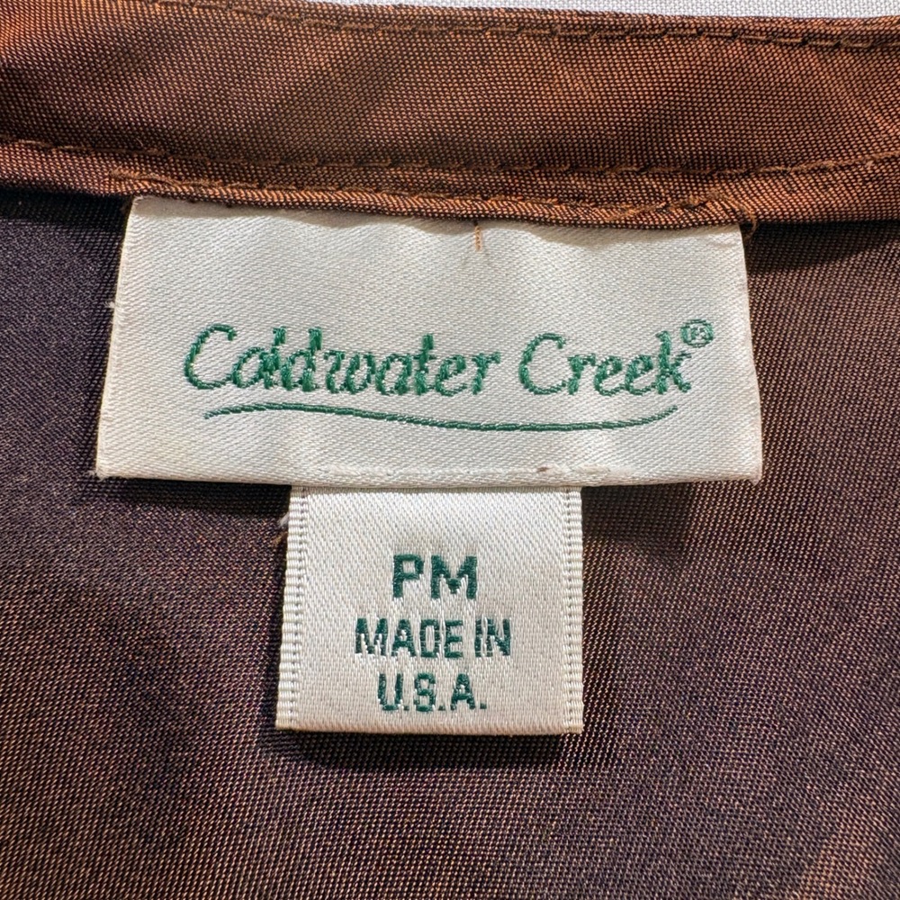 Coldwater Creek Skirt Womens PM Petite Copper Brown Flocked Floral Velvet Midi - Picture 3 of 6